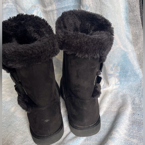 Falls Creek Faux Fur Black Winter Boots Chelsea II - Picture 3 of 10